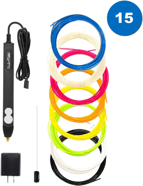 3D-ручка 3Doodler Flow для проф. використання 8 стрижнів + Аксесуари Синя (FLOW-INTL) - зображення 2