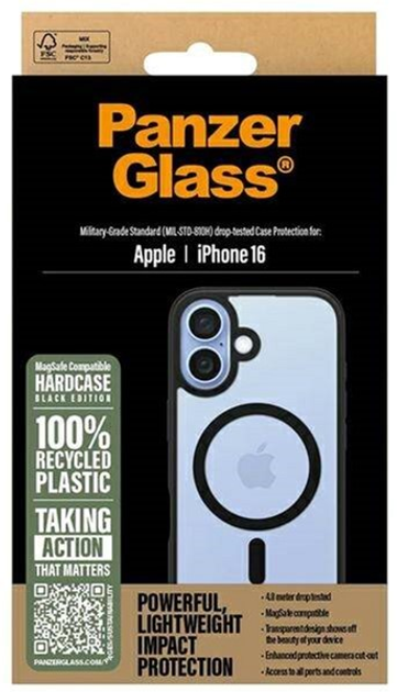 Чохол PanzerGlass HardCase з MagSafe для Apple iPhone 16 Transparent/Black (5715685003226) - зображення 3