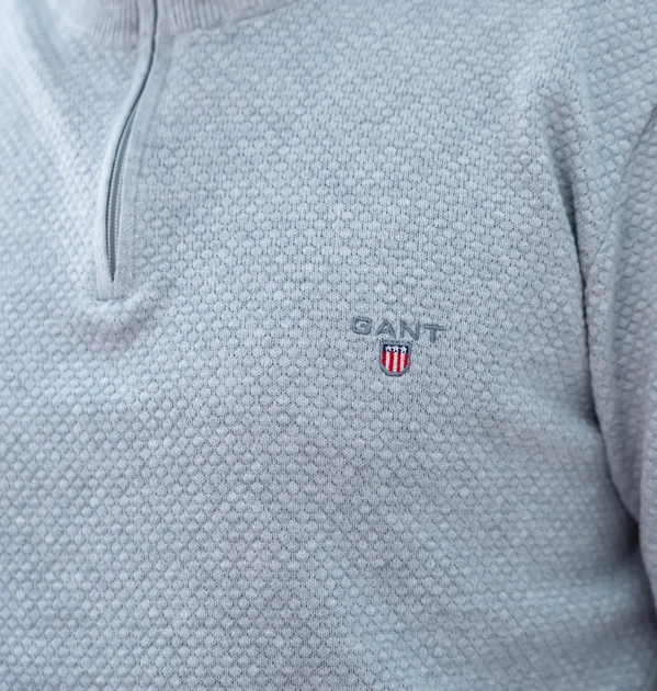 Кофта мужская GANT Men's Classic Cotton Half Zip Sweater E-166 Grey M - изображение 6