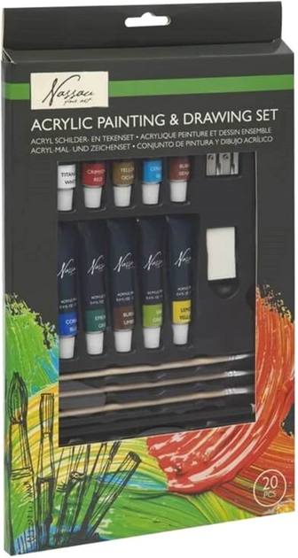 Zestaw farby do malowania Nassau Painting and Drawing Set 20 szt (8720257143795) - obraz 1