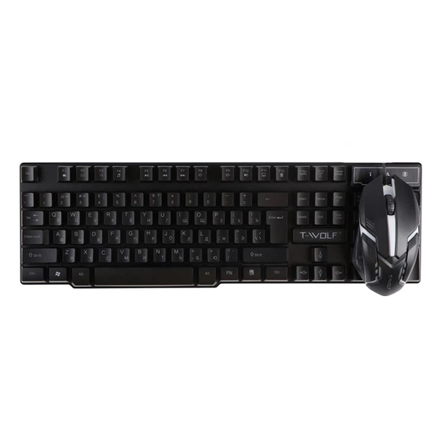 Проводные клавиатура и мышь T-Wolf TF200, RGB, USB, 1.35m, Черный - изображение 3
