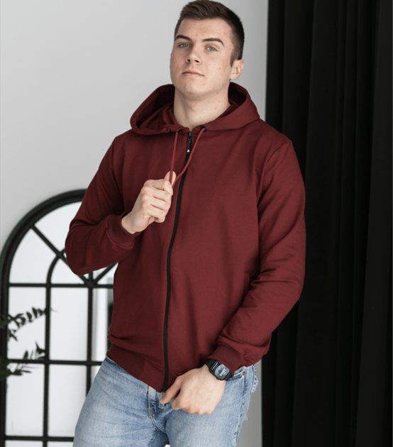 Кофта SIZE+ з блискавкою - HECTOR - 18154 - 3XL - Бордовий - Фото 1 Кофта SIZE+ з блискавкою - HECTOR - 18154 - 3XL - Бордовий - зображення 1