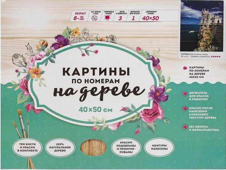 Картина по номерам на дереве 40х50 см DIY Эйфелева башня (RAD3088) - Фото 2 Картина по номерам на дереве 40х50 см DIY Эйфелева башня (RAD3088) - изображение 2