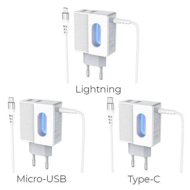 Зарядний адаптер Hoco C75 Imperious DC5V 2.4A EU штекер подвійний USB вихід - Фото 8 Зарядний адаптер Hoco C75 Imperious DC5V 2.4A EU штекер подвійний USB вихід - зображення 8