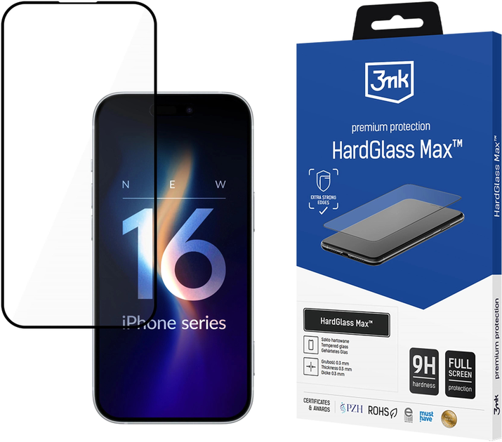 Захисне скло 3MK HardGlass Max для Apple iPhone 16 Plus (5903108588928) - зображення 1