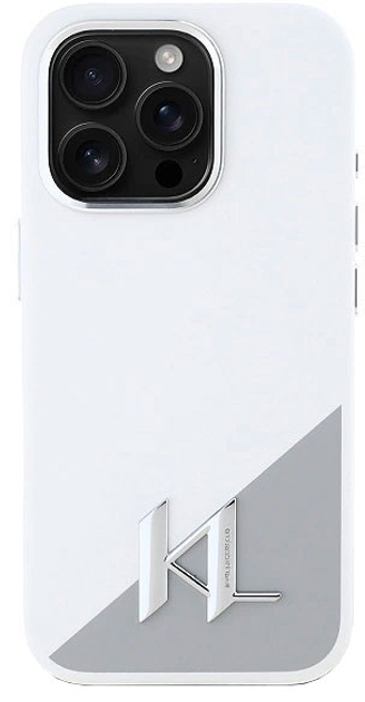 Панель Karl Lagerfeld Silicone Initial Metal Logo MagSafe для Apple iPhone 16 PRO MAX White (KLHMP16XSCMKMPCH) - зображення 1