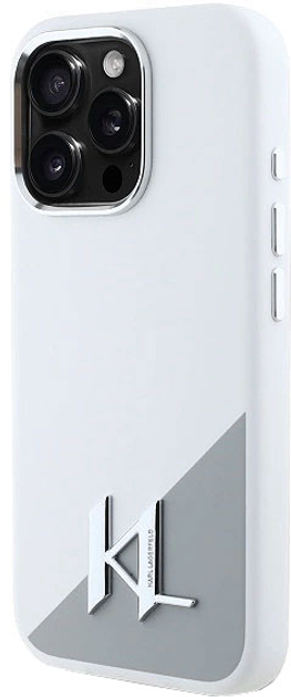Etui Karl Lagerfeld Silicone Initial Metal Logo MagSafe dla Apple iPhone 16 PRO MAX White (KLHMP16XSCMKMPCH) - obraz 4