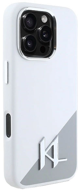 Etui Karl Lagerfeld Silicone Initial Metal Logo MagSafe dla Apple iPhone 16 PRO MAX White (KLHMP16XSCMKMPCH) - obraz 5
