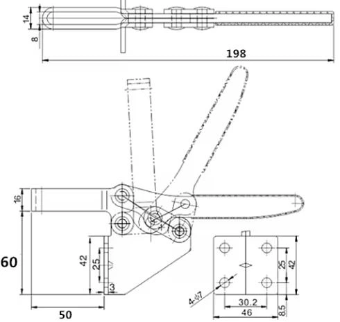 Прижим вертикальный GH-202-F (HS-202-F) (XB-202F) шарнирно-рычажный столярный 100301 - Фото 5 Прижим вертикальный GH-202-F (HS-202-F) (XB-202F) шарнирно-рычажный столярный 100301 - изображение 5