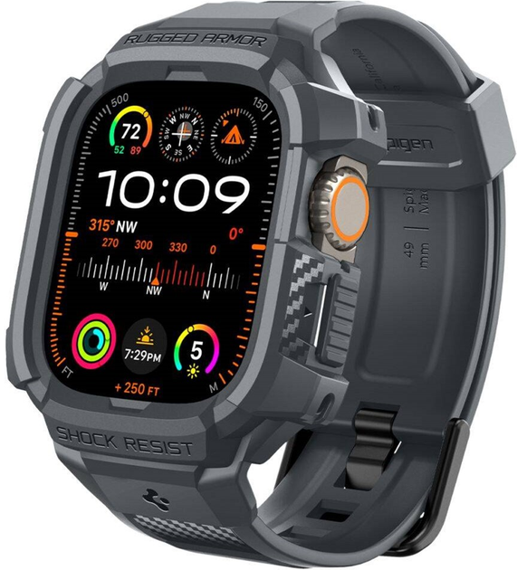 Ремінець з чохлом Spigen Rugged Armor Pro для Apple Watch Ultra/Ultra 2 49 мм Dark Gray (8809971222693) - зображення 1