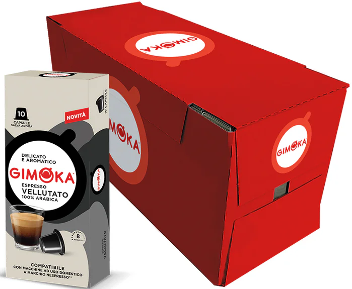 Кофе в капсулах Nespresso Gimoka Espresso Vellutato 100% Arabica (BOX 20 пачок по 10 капсул) - Фото 1 Кофе в капсулах Nespresso Gimoka Espresso Vellutato 100% Arabica (BOX 20 пачок по 10 капсул) - зображення 1