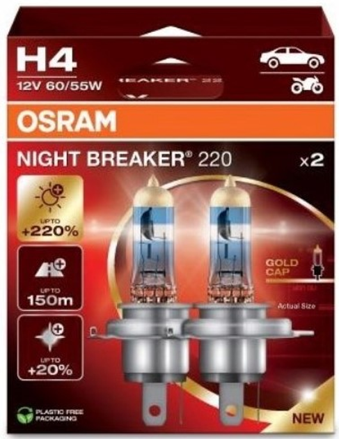 Lampy samochodowe OSRAM Night Breaker 220 H4 2 szt. (4062172399555) - obraz 1