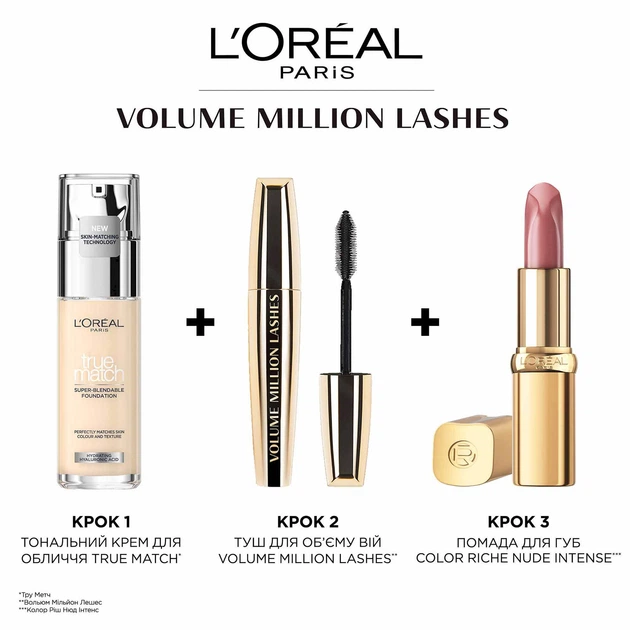 Тушь для ресниц L'Oreal Volume Million Lashes Extra Black Объем Миллиона Ресниц Экстрачерная 9 мл (3600521893500) - изображение 5