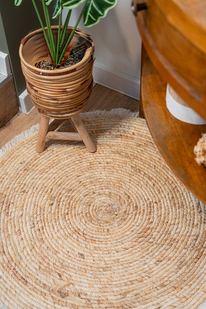 Dywan EH Excellent Houseware okrągły z liści kukurydzy 80 cm Beżowy (8719987750816) - obraz 3
