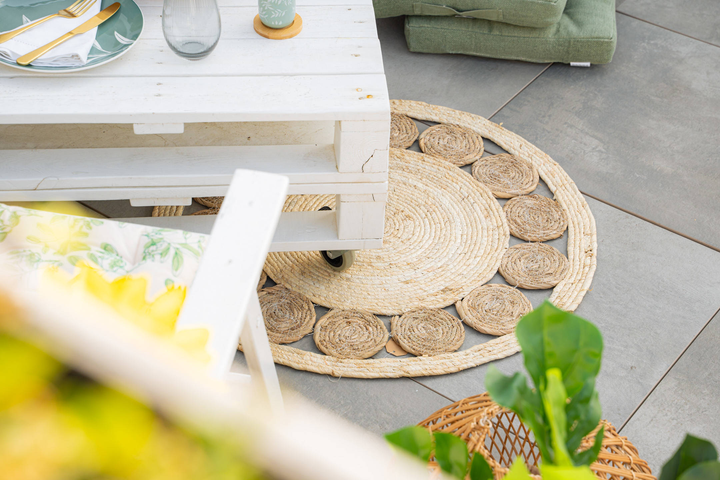 Dywan EH Excellent Houseware okrągły w stylu boho 80 cm Beżowy (8719987750748) - obraz 4