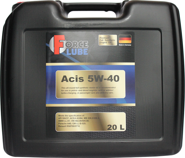 Моторна олива Force Lube Premium Full Synthetic Engine Oil Acis 5w40 20 л (162202005) - зображення 2