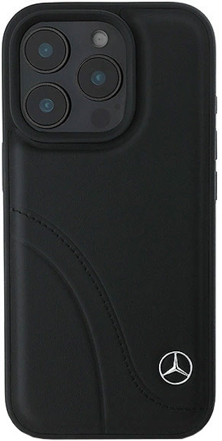 Etui Mercedes-Benz Curved Stitches Leather dla Apple iPhone 16 PRO MAX Black (MEHCP16X23RBCSK) - obraz 1