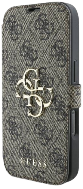 Etui z klapką Guess Book 4G Metal Logo do Apple iPhone 16 Plus Brown (GUBKP16M4GMGBR) - obraz 2