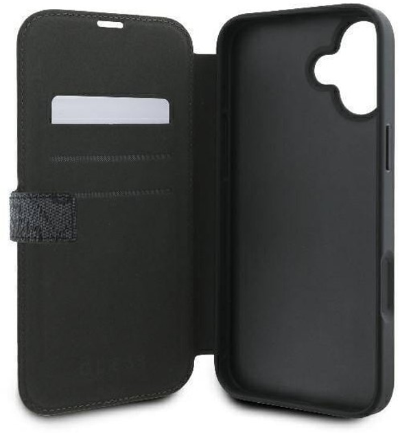 Etui z klapką Guess Book 4G Metal Logo do Apple iPhone 16 Plus Black (GUBKP16M4GMGGR) - obraz 6