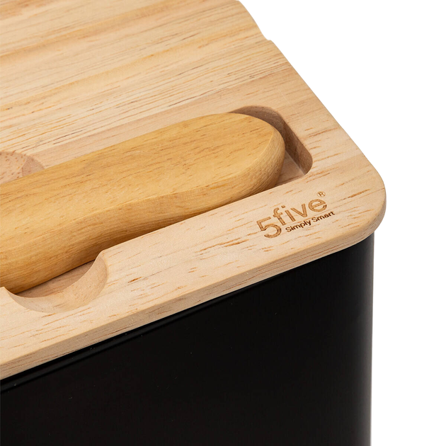 Хлібниця 5five Simply Smart з обробною дошкою та зубчастим ножем чорна 32.7 x 20.2 x 14.5 см (3560232675119) - зображення 6