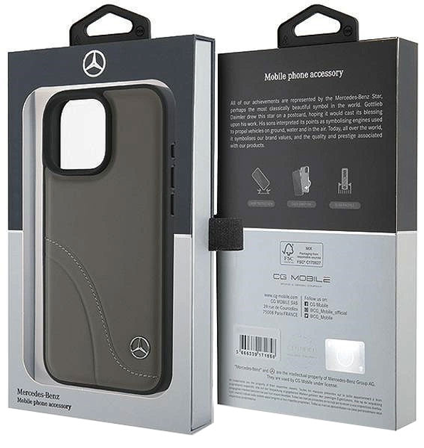 Etui Mercedes-Benz Curved Stitches Leather dla Apple iPhone 16 PRO MAX Brown (MEHCP16X23RBCSB) - obraz 7