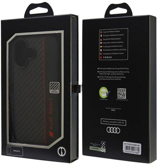 Etui Audi Carbon Fiber Stripe do Apple iPhone 16 Black/Red (6955250227889) - obraz 7