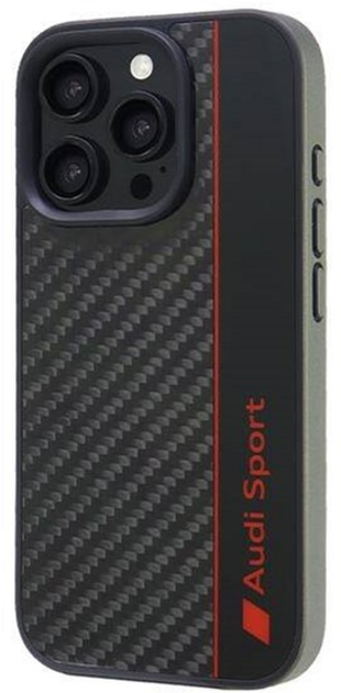 Панель Audi Carbon Fiber Stripe для Apple iPhone 16 Pro Black/Red (6955250227896) - зображення 3