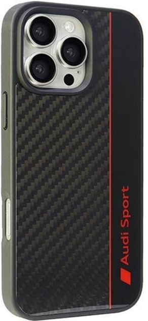 Etui Audi Carbon Fiber Stripe do Apple iPhone 16 Pro Max Black/Red (6955250227919) - obraz 2