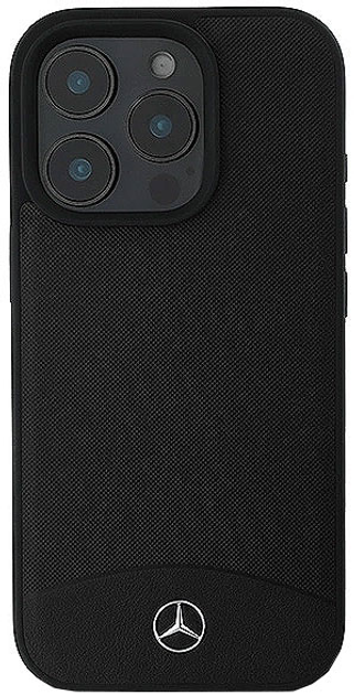 Etui Mercedes-Benz Textured And Plain Leather MagSafe dla iPhone 16 PRO Black (MEHMP16L23RBARK) - obraz 1