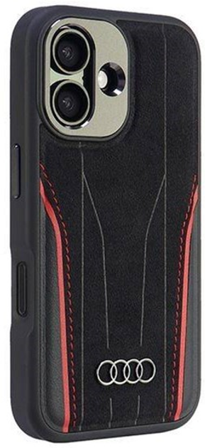 Etui Audi Genuine Leather z MagSafe do Apple iPhone 16 Black/Red (6955250228459) - obraz 2