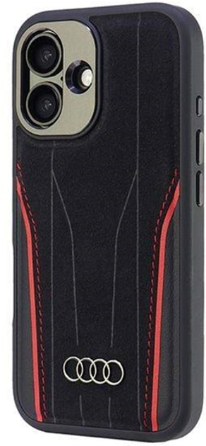Панель Audi Genuine Leather з MagSafe для Apple iPhone 16 Black/Red (6955250228459) - зображення 3