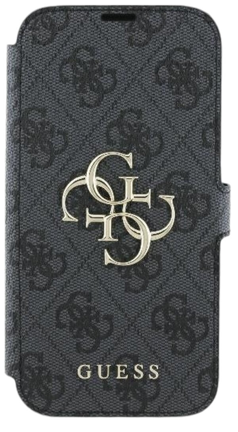 Etui z klapką Guess Book 4G Metal Logo do Apple iPhone 16 Black (GUBKP16S4GMGGR) - obraz 1