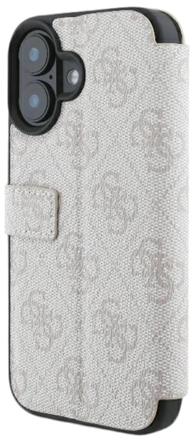 Etui z klapką Guess Book 4G Metal Logo do Apple iPhone 16 Pink (GUBKP16S4GMGPI) - obraz 4