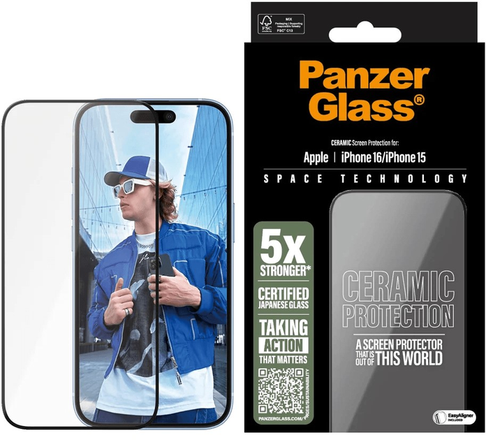 Захисне скло PanzerGlass Ceramic Screen Protector для Apple iPhone 15/16 Ultra-Wide Fit (5715685002298) - зображення 3
