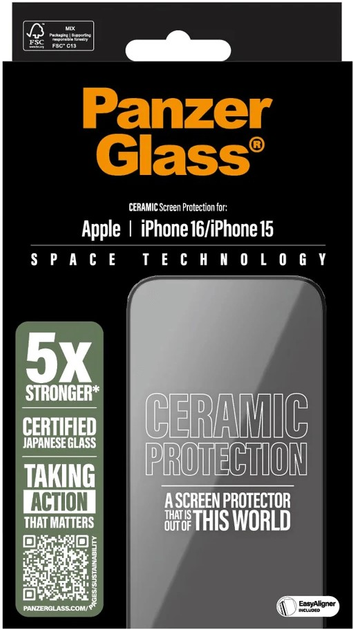 Захисне скло PanzerGlass Ceramic Screen Protector для Apple iPhone 15/16 Ultra-Wide Fit (5715685002298) - зображення 4