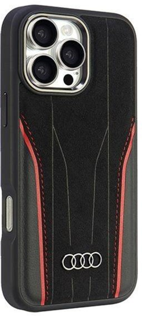 Панель Audi Genuine Leather з MagSafe для Apple iPhone 16 Pro Max Black/Red (6955250228473) - зображення 2