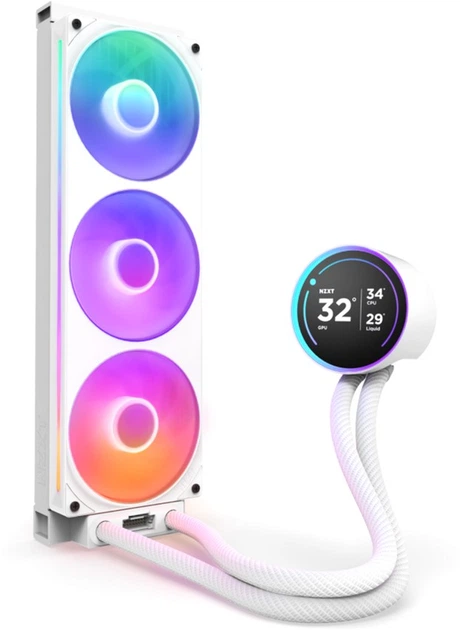 Chłodzenie cieczą NZXT Kraken Elite RGB 360 mm AIO liquid cooler w/Display. RGB. Fans White (RL-KR36E-W2) - obraz 2