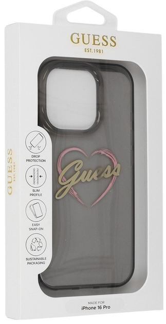 Панель Guess Hardcase IML Heart для Apple iPhone 16 Pro Black (GUHCP16LHCHGSPK) - зображення 2