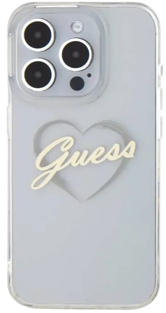 Etui Guess Hardcase IML Heart do Apple iPhone 16 Pro Transparent (GUHCP16LHCHGSPT) - obraz 1