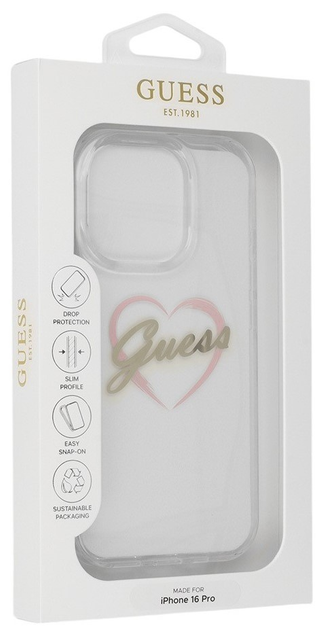 Панель Guess Hardcase IML Heart для Apple iPhone 16 Pro Transparent (GUHCP16LHCHGSPT) - зображення 2