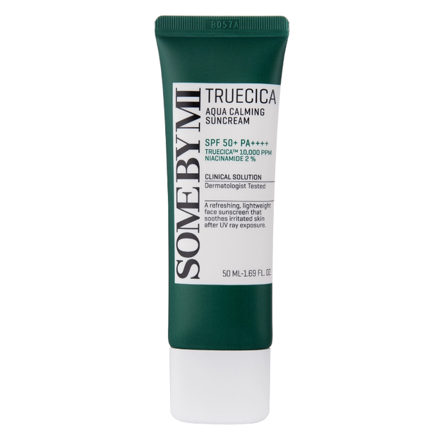 Успокаивающий солнцезащитный крем для лица Some By Mi Truecica Aqua Calming Suncream SPF50+PA++++ 50ml - Фото 1 Успокаивающий солнцезащитный крем для лица Some By Mi Truecica Aqua Calming Suncream SPF50+PA++++ 50ml - изображение 1