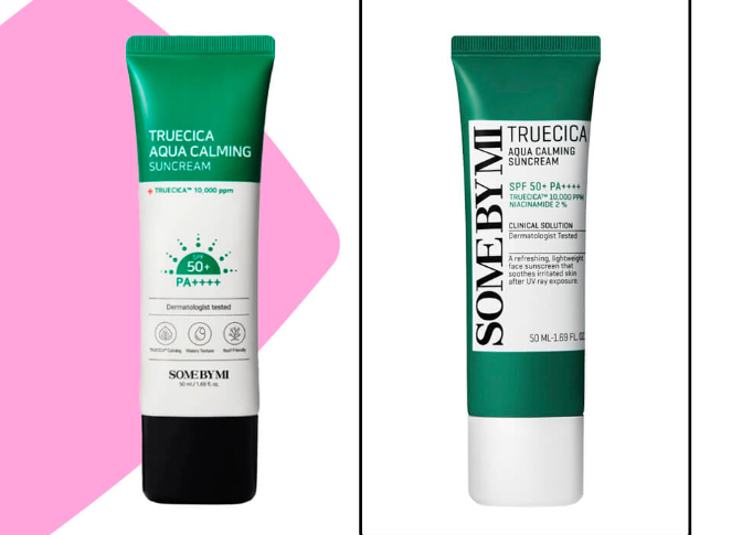 Успокаивающий солнцезащитный крем для лица Some By Mi Truecica Aqua Calming Suncream SPF50+PA++++ 50ml - Фото 2 Успокаивающий солнцезащитный крем для лица Some By Mi Truecica Aqua Calming Suncream SPF50+PA++++ 50ml - изображение 2