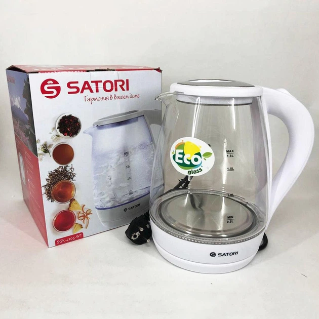 Тихий электрический чайник Satori SGK-4105-WT 1,8 л / Электронный чайник / Стильный YK-458 электрический чайник - Фото 8 Тихий электрический чайник Satori SGK-4105-WT 1,8 л / Электронный чайник / Стильный YK-458 электрический чайник - изображение 8