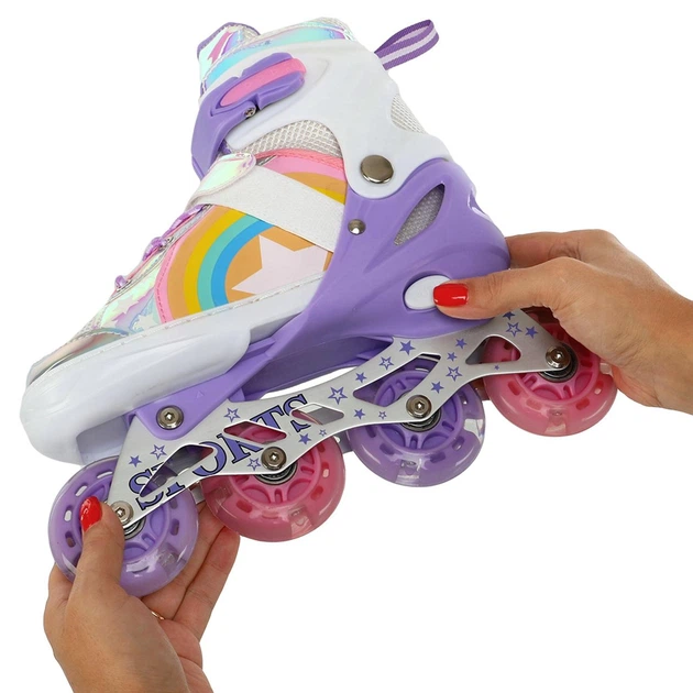 Роликовые коньки раздвижные Banwei 901-3 размер 31-34 White-Purple-Multicolor - изображение 4
