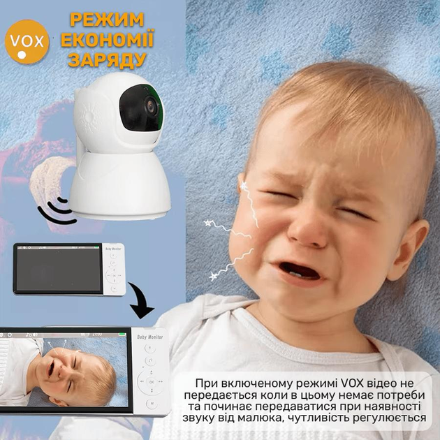 Видеоняня Baby Monitor с 5-дюймовым IPS экраном и аккумулятором 5000 mAh ABM-700 - изображение 10