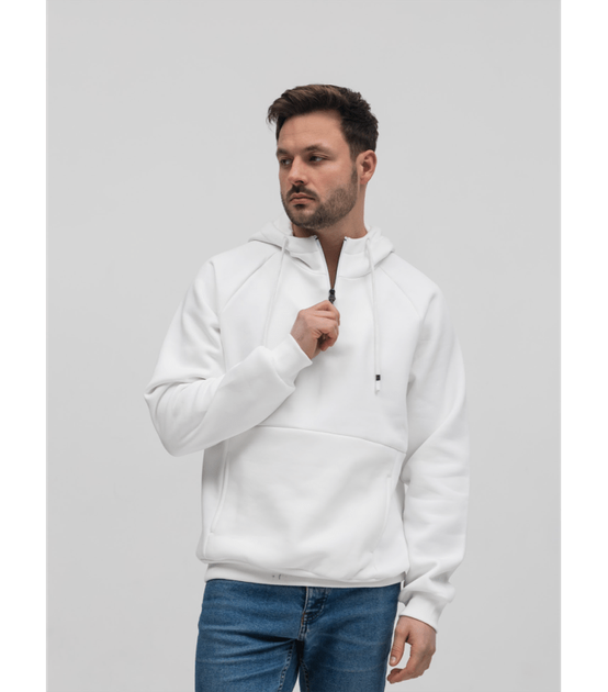Теплое мужское худи с короткой молнией - HECTOR - 30040 - XL - Белый - Фото 1 Теплое мужское худи с короткой молнией - HECTOR - 30040 - XL - Белый - изображение 1