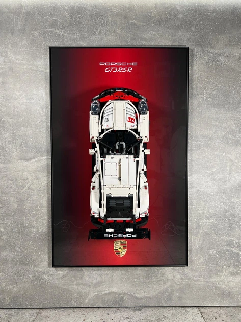Арт Держатель Рамка на Стену 80x50 см. для Фирменного Конструктора Technic (42096) Porsche 911 RSR / Порше / Type-C - изображение 5