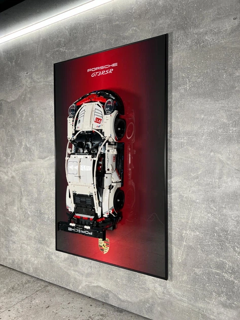 Арт Держатель Рамка на Стену 80x50 см. для Фирменного Конструктора Technic (42096) Porsche 911 RSR / Порше / Type-C - изображение 11