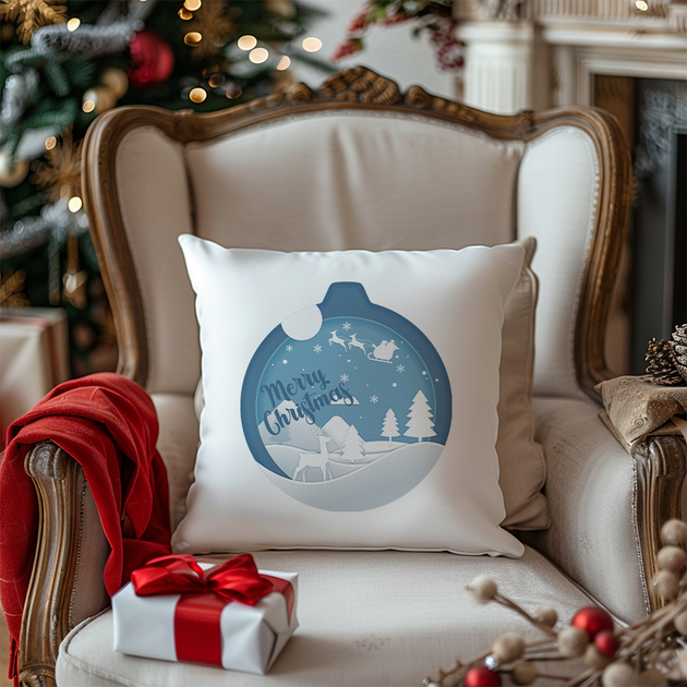 Подушка декоративная с новогодним принтом "Merry Christmas Блакитна куля" Push IT П000826 - изображение 2