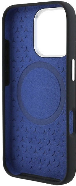 Панель Mercedes-Benz Silicone Blue Stripe MagSafe для iPhone 16 PRO Black (MEHMP16L23SUMBK) - зображення 3